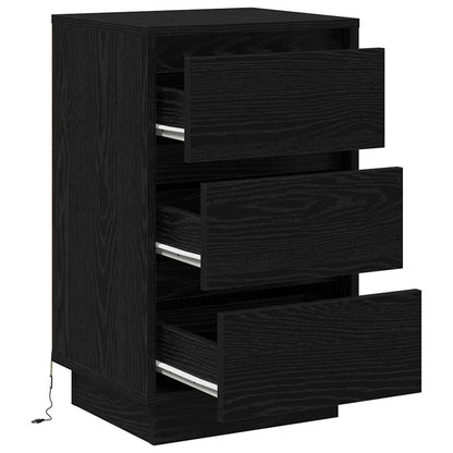 Armadio da Notte con cassetto Rovere Nero 39 x 34,5 x 65 cm
