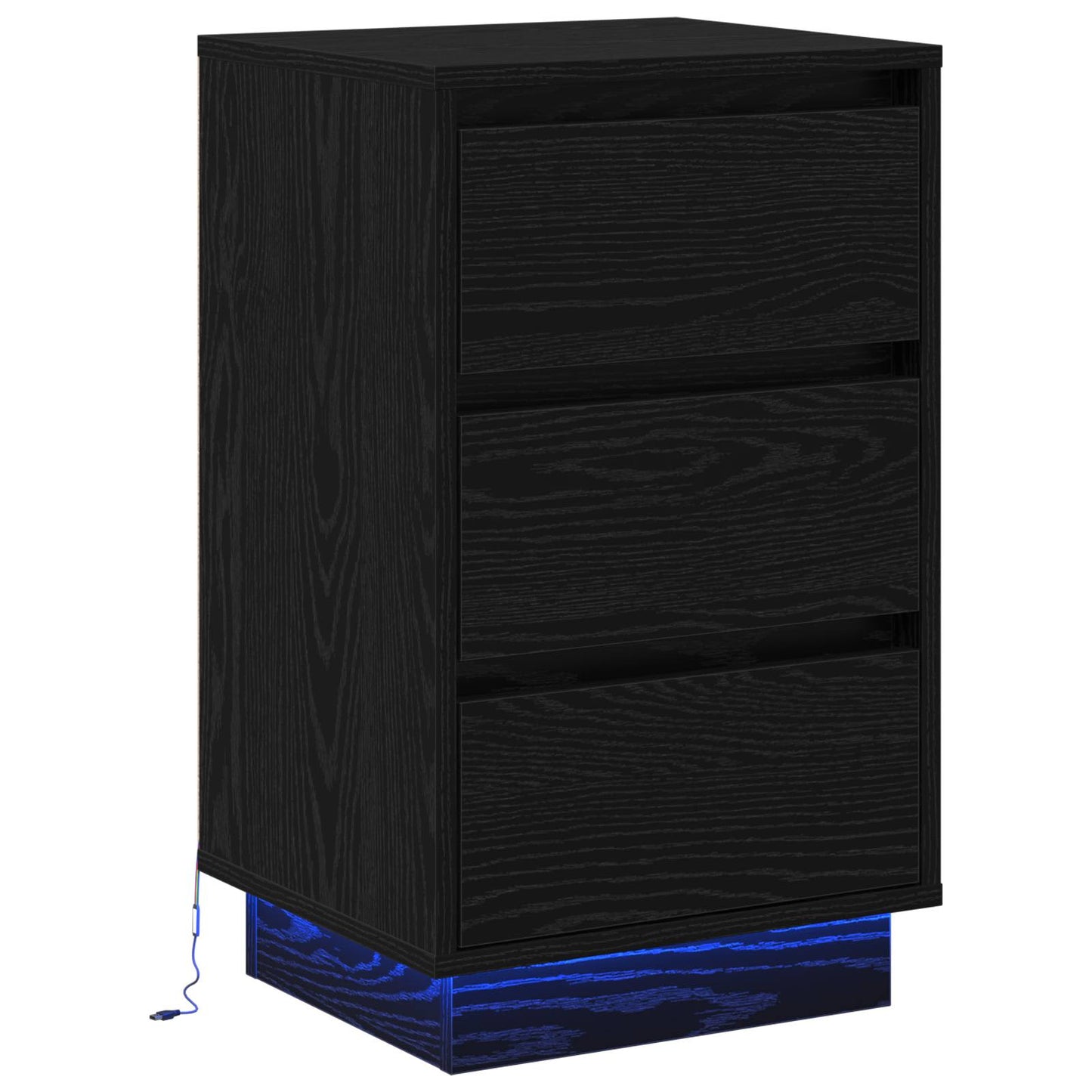 Armadio da Notte con cassetto Rovere Nero 39 x 34,5 x 65 cm