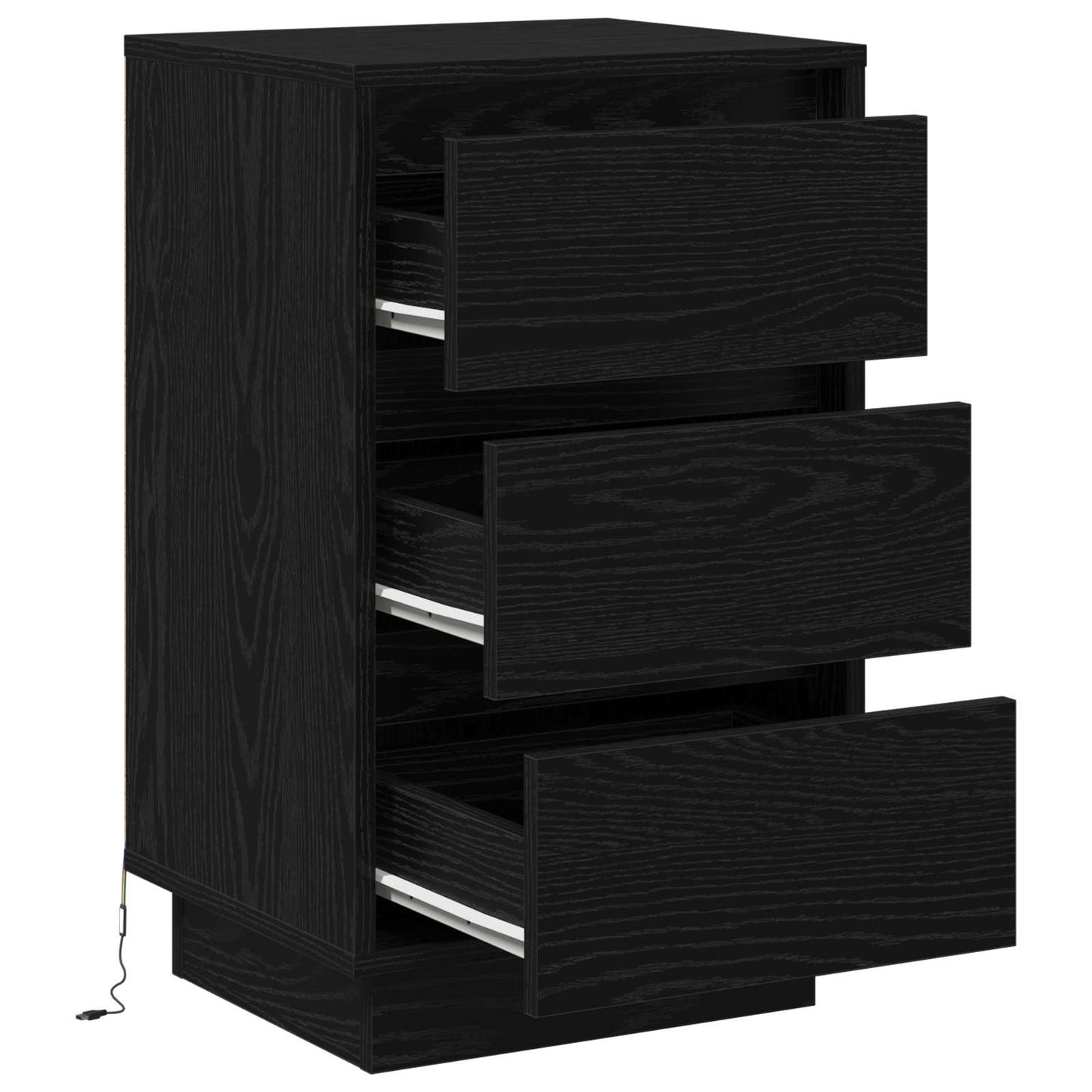 Armadio da Notte con cassetto Rovere Nero 39 x 34,5 x 65 cm