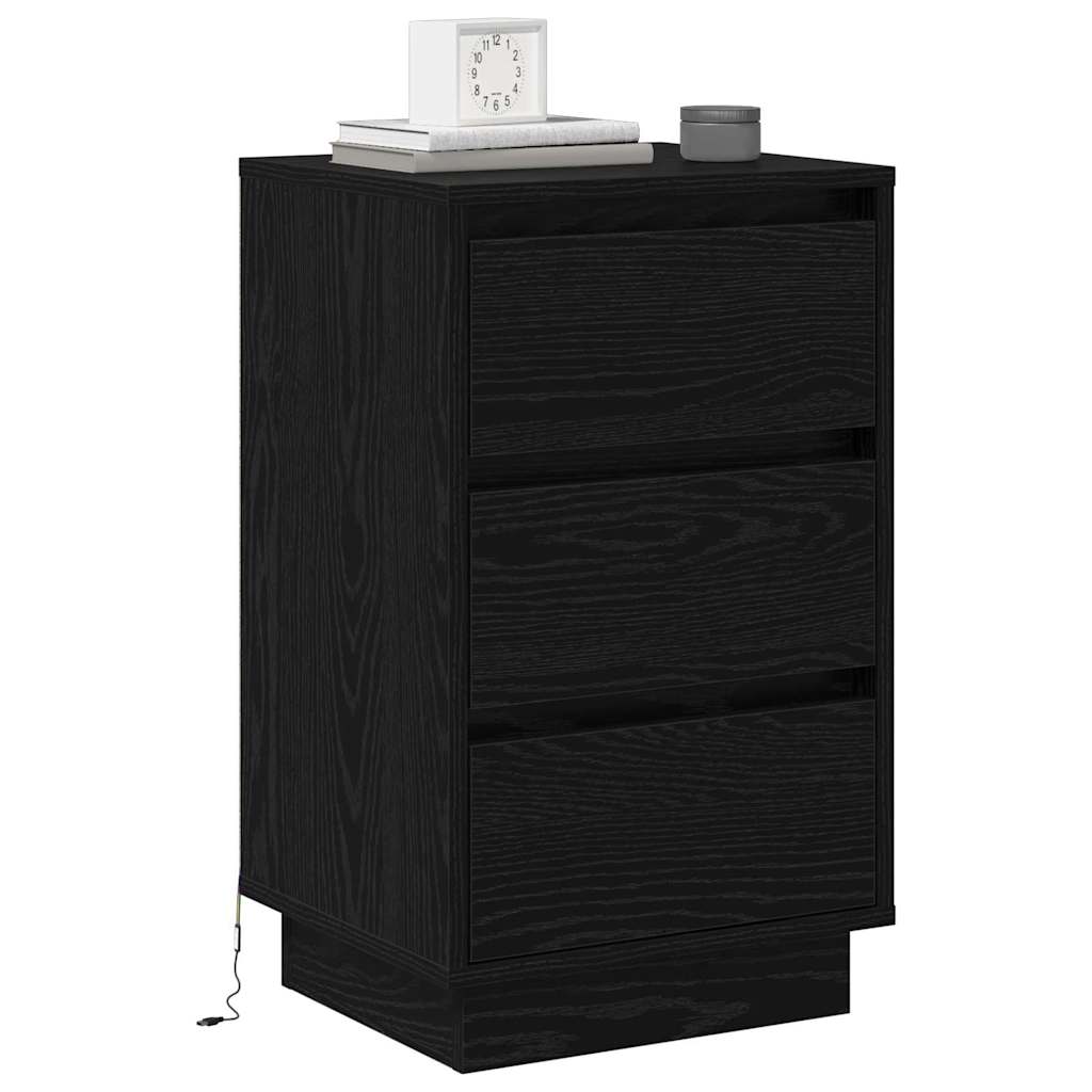 Armadio da Notte con cassetto Rovere Nero 39 x 34,5 x 65 cm | homemem39