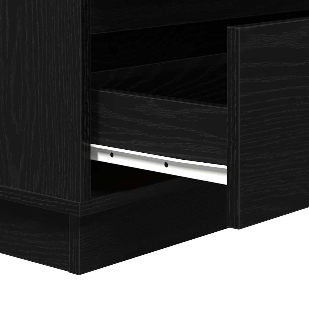 Armadio da Notte con cassetto Rovere Nero 71 x 34,5 x 75 cm