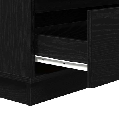 Armadio da Notte con cassetto Rovere Nero 71 x 34,5 x 75 cm