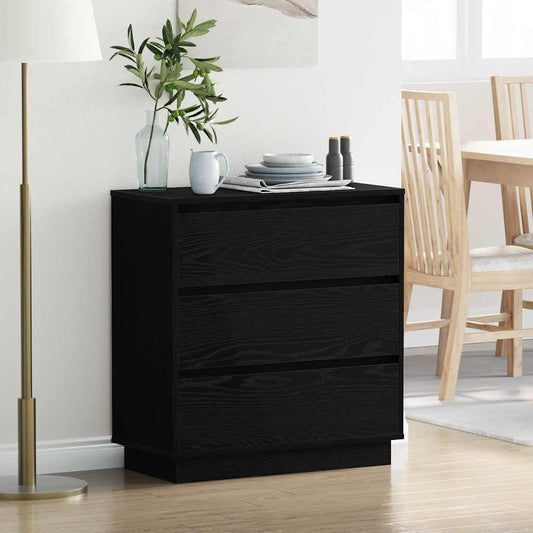 Armadio da Notte con cassetto Rovere Nero 71 x 34,5 x 75 cm | homemem39