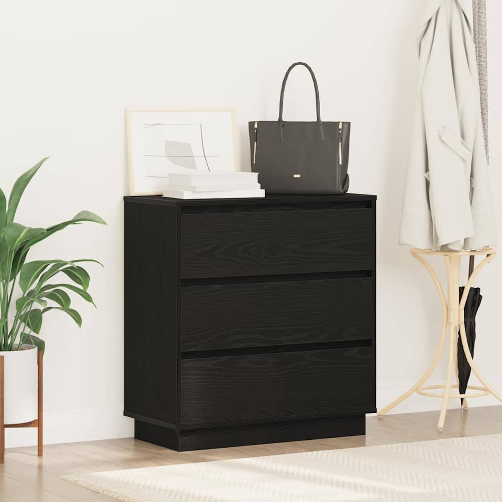 Armadio da Notte con cassetto Rovere Nero 71 x 34,5 x 75 cm | homemem39