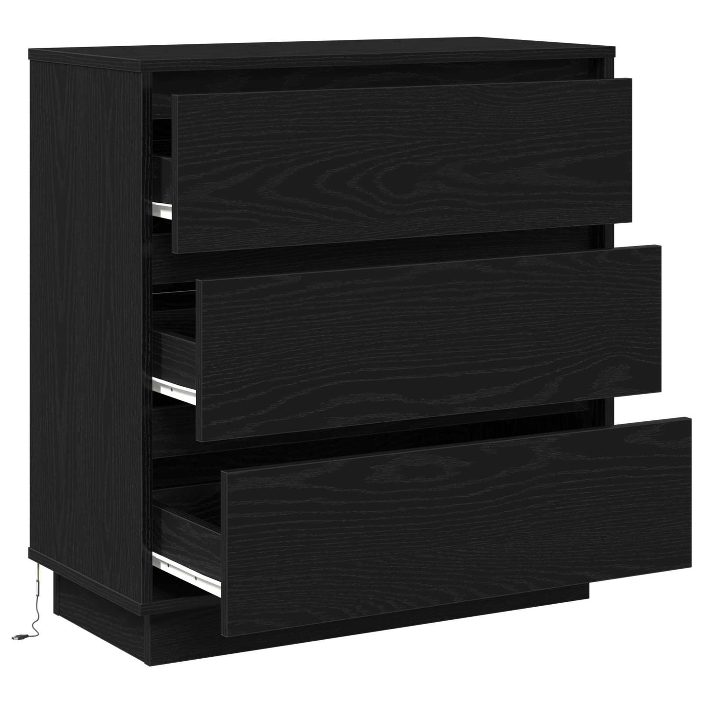 Armadio da Notte con cassetto Rovere Nero 71 x 34,5 x 75 cm