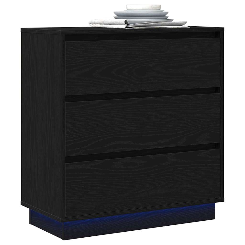 Armadio da Notte con cassetto Rovere Nero 71 x 34,5 x 75 cm | homemem39