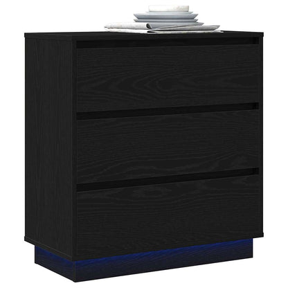 Armadio da Notte con cassetto Rovere Nero 71 x 34,5 x 75 cm