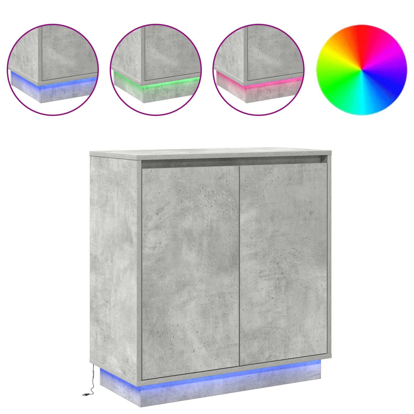 Madia LED Grigio Cemento 71 x 34,5 x 75 cm Legno ingegnerizzato