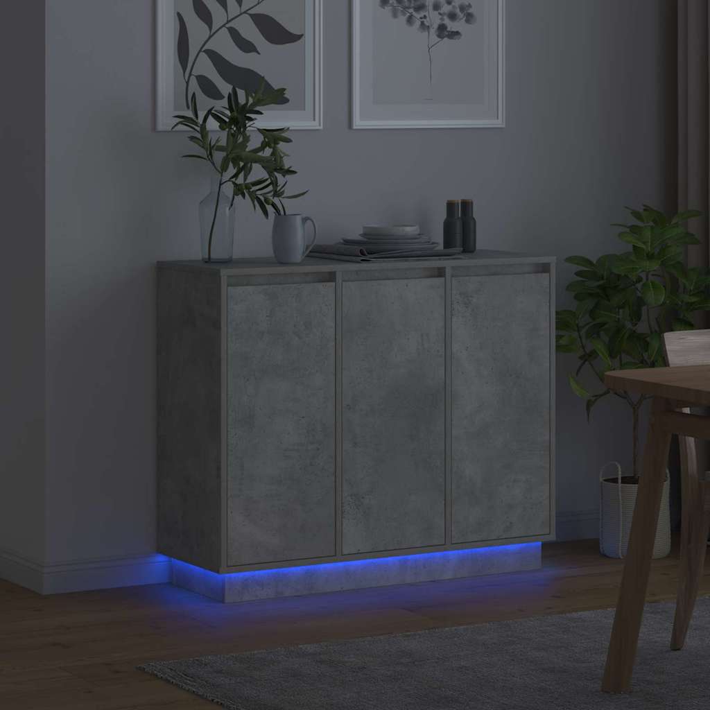Madia LED Grigio cemento 90 x 32 x 75 cm Legno multistrato