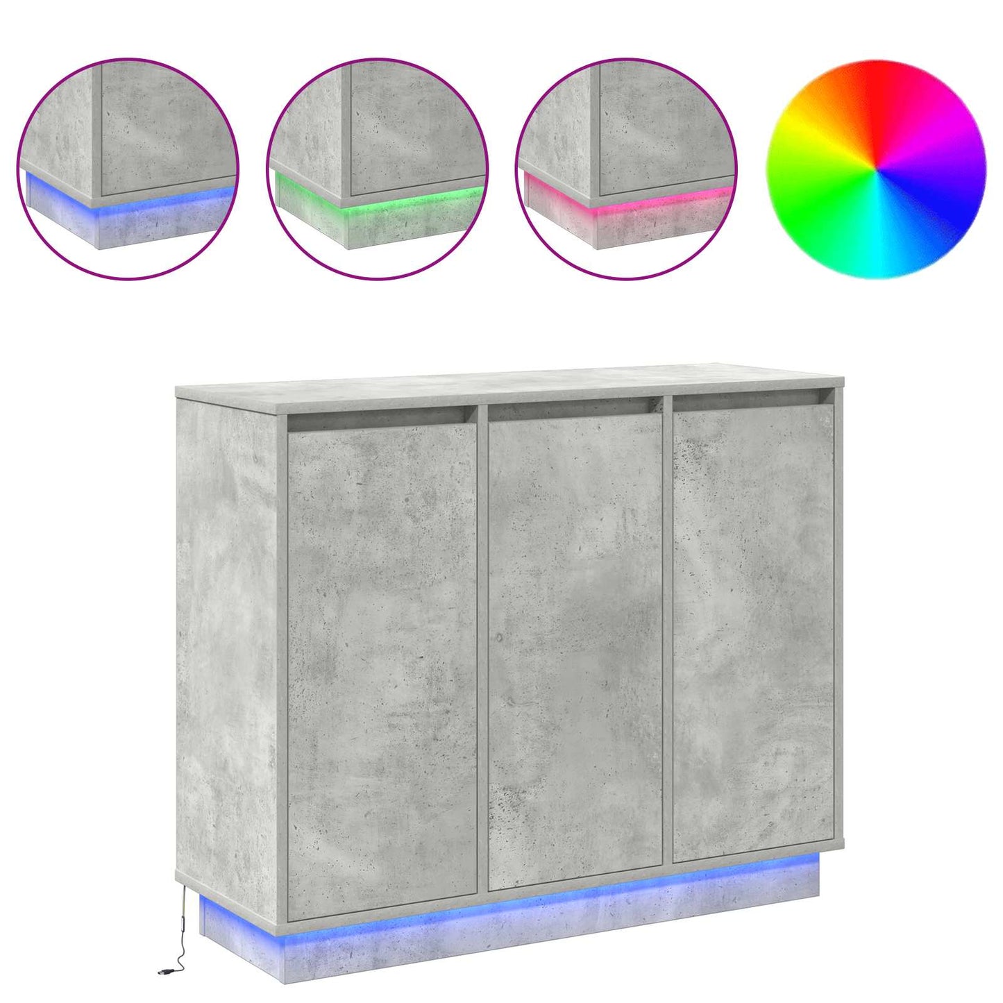 Madia LED Grigio cemento 90 x 32 x 75 cm Legno multistrato