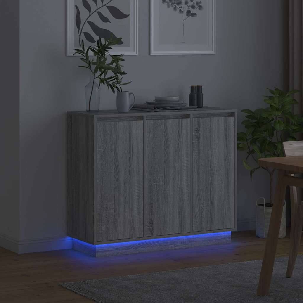 Madia LED Grigio Sonoma 90 x 32 x 75 cm Legno multistrato