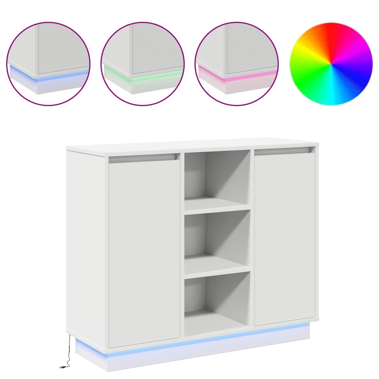 Madia LED Bianco 90 x 32 x 75 cm Legno ingegnerizzato