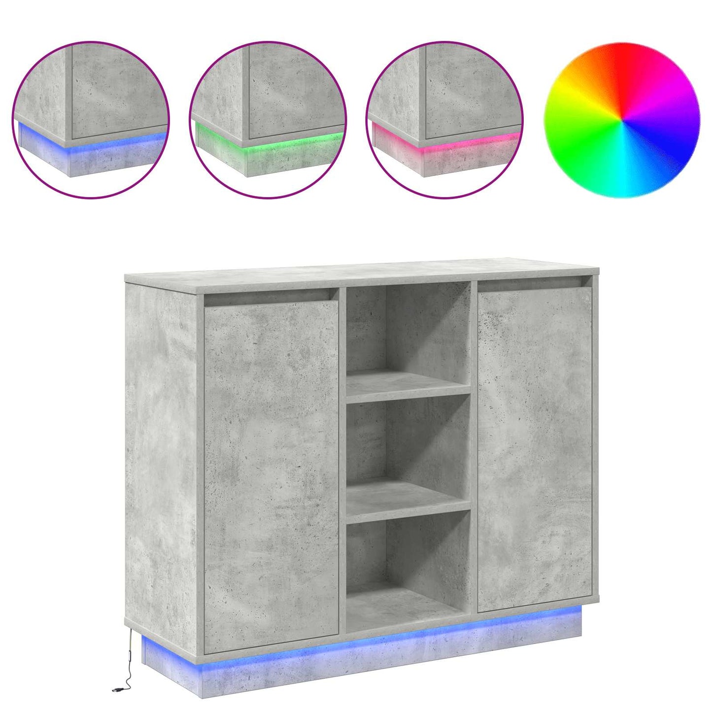 Madia LED Grigio cemento 90 x 32 x 75 cm Legno multistrato