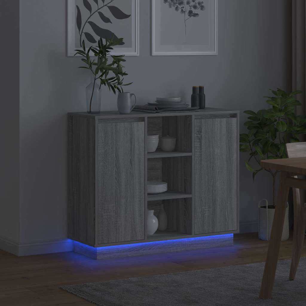 Madia LED Grigio Sonoma 90 x 32 x 75 cm Legno multistrato