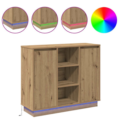 Madia LED Rovere artigianale 90 x 32 x 75 cm Legno multistrato