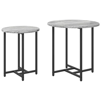 Set tavolini 2 pcs Grigio Sonoma e Nero