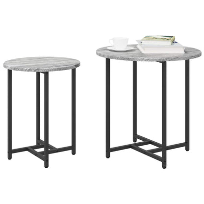 Set tavolini 2 pcs Grigio Sonoma e Nero
