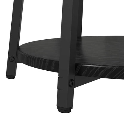 Set tavolini con lo scaffale 2 pcs Rovere Nero