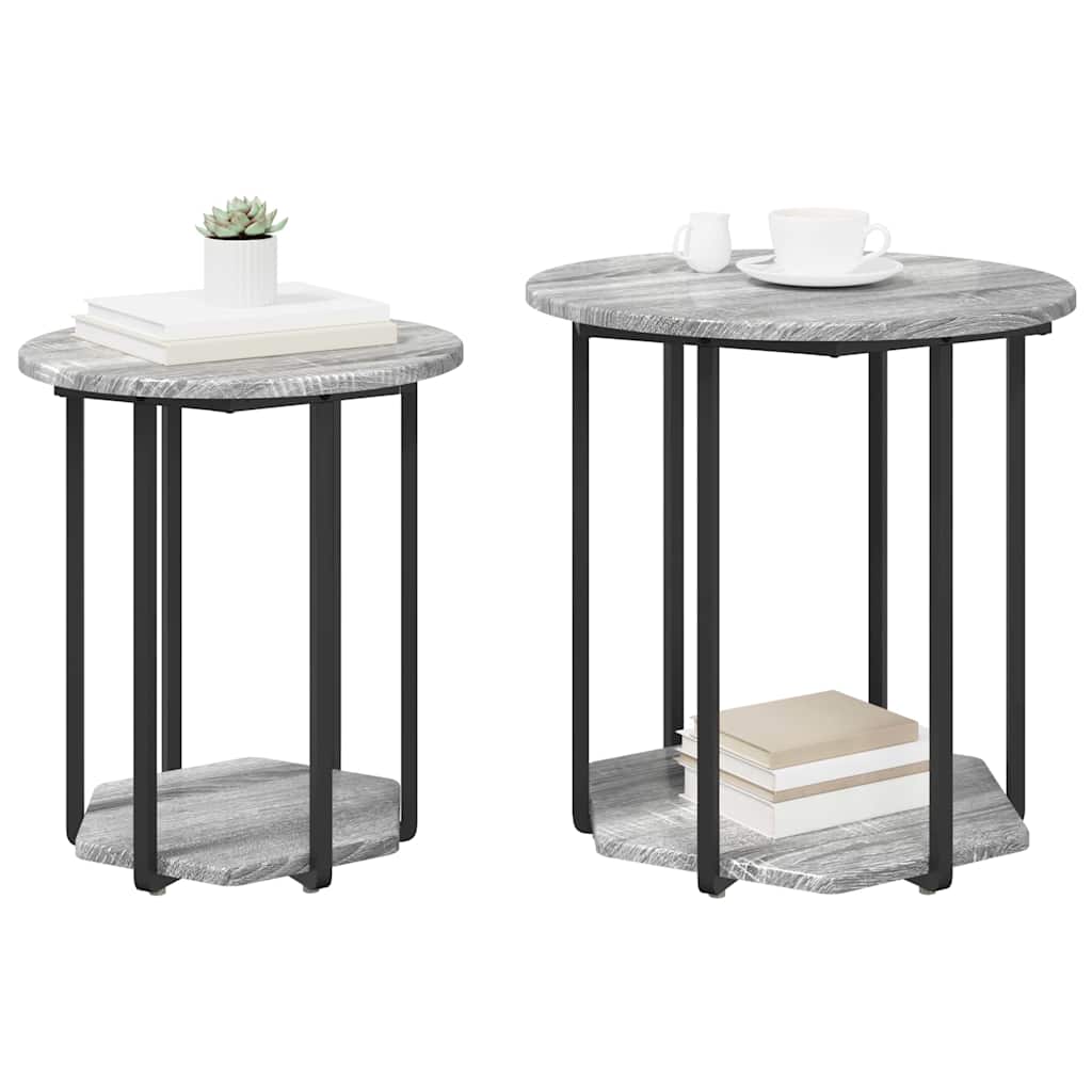 Set tavolini con lo scaffale 2 pcs Grigio