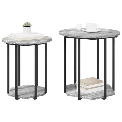 Set tavolini con lo scaffale 2 pcs Grigio