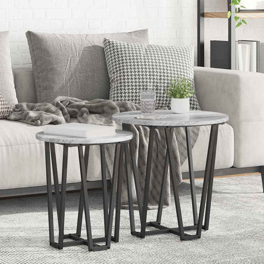 Set tavolini 2 pcs Grigio Sonoma e Nero