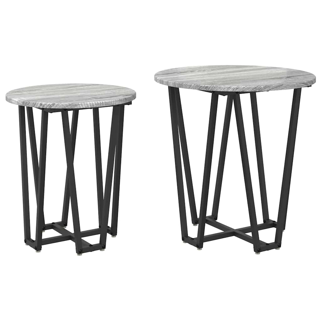 Set tavolini 2 pcs Grigio Sonoma e Nero