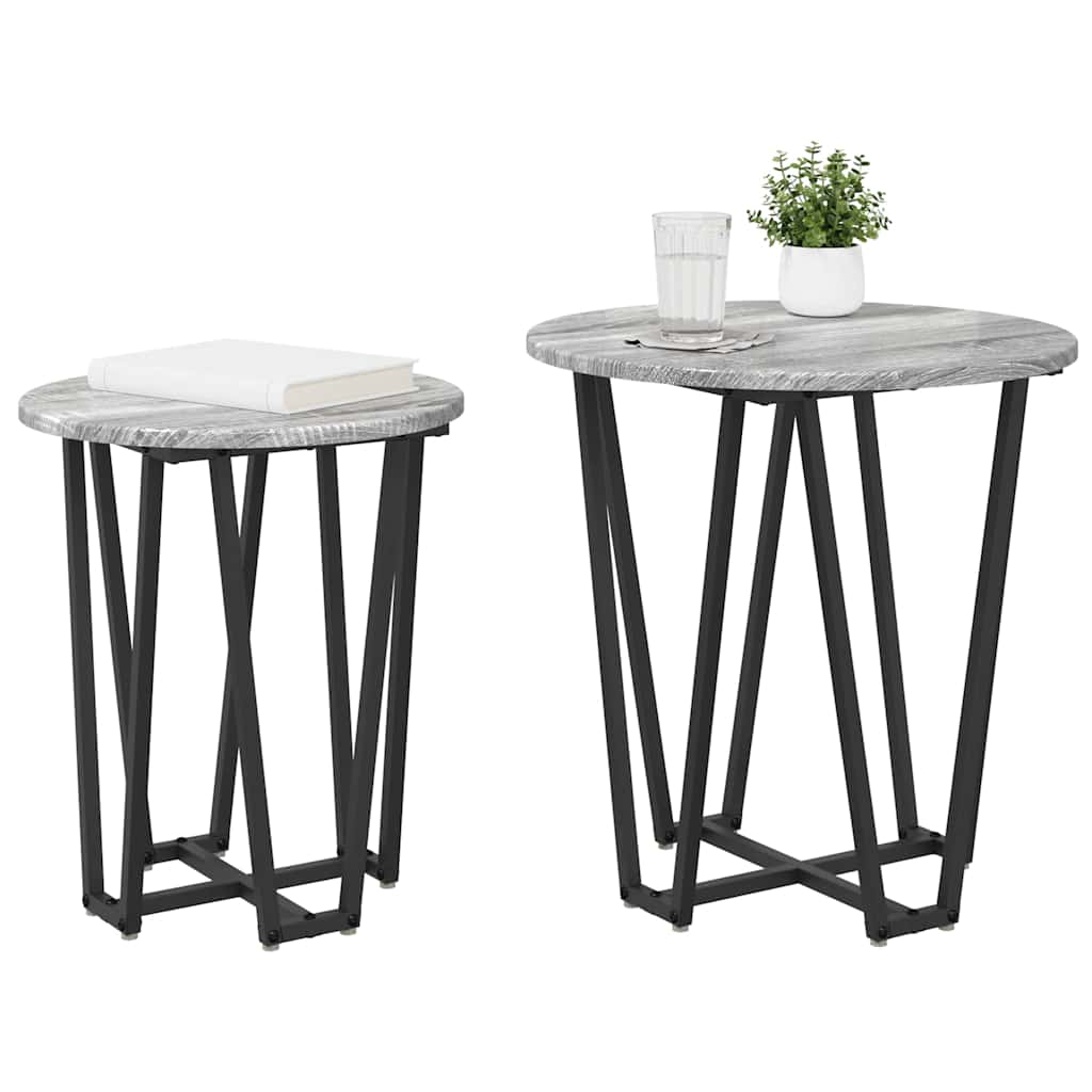 Set tavolini 2 pcs Grigio Sonoma e Nero