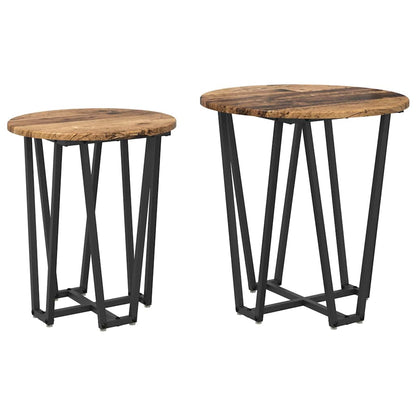 Set tavolini 2 pcs Legno Antico e Nero