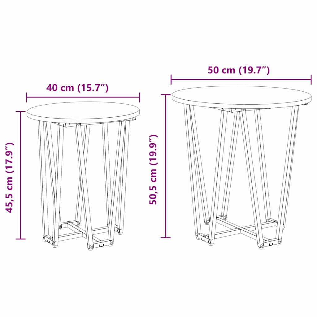 Set tavolini 2 pcs Rovere Artigianale e Nero