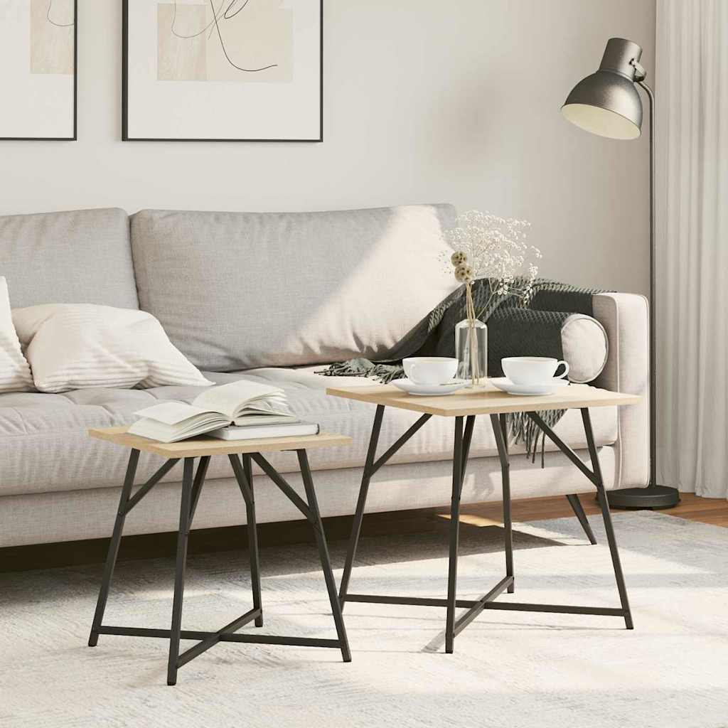 Set tavolini 2 pcs Rovere Sonoma e Nero