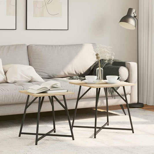 Set tavolini 2 pcs Rovere Sonoma e Nero