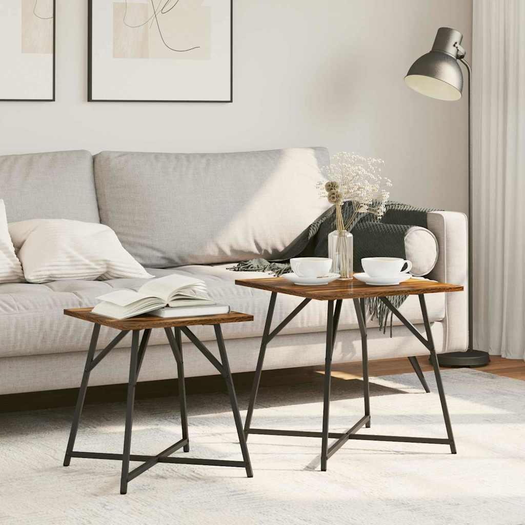 Set tavolini 2 pcs Rovere Affumicato e Nero