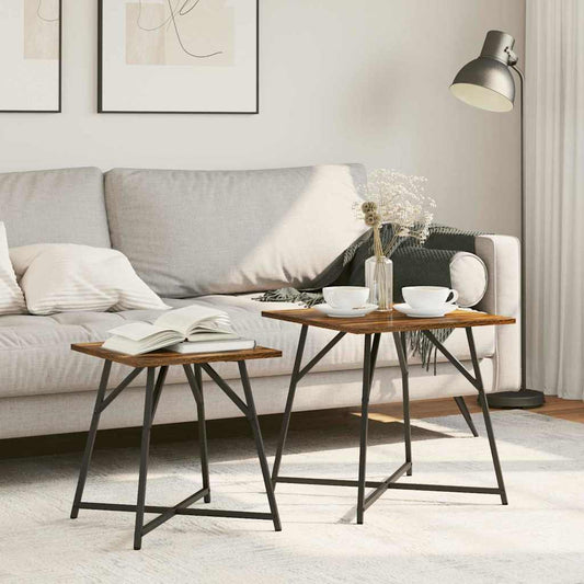Set tavolini 2 pcs Rovere Affumicato e Nero