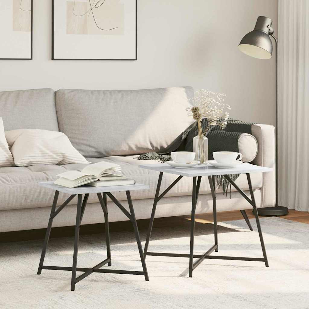 Set tavolini 2 pcs Grigio Sonoma e Nero