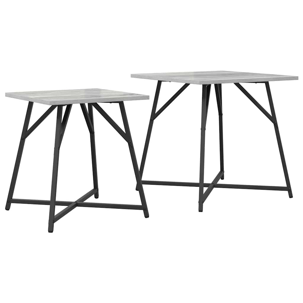 Set tavolini 2 pcs Grigio Sonoma e Nero