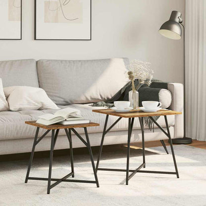 Set tavolini 2 pcs Legno Antico e Nero