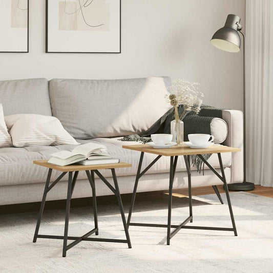 Set tavolini 2 pcs Rovere Artigianale e Nero