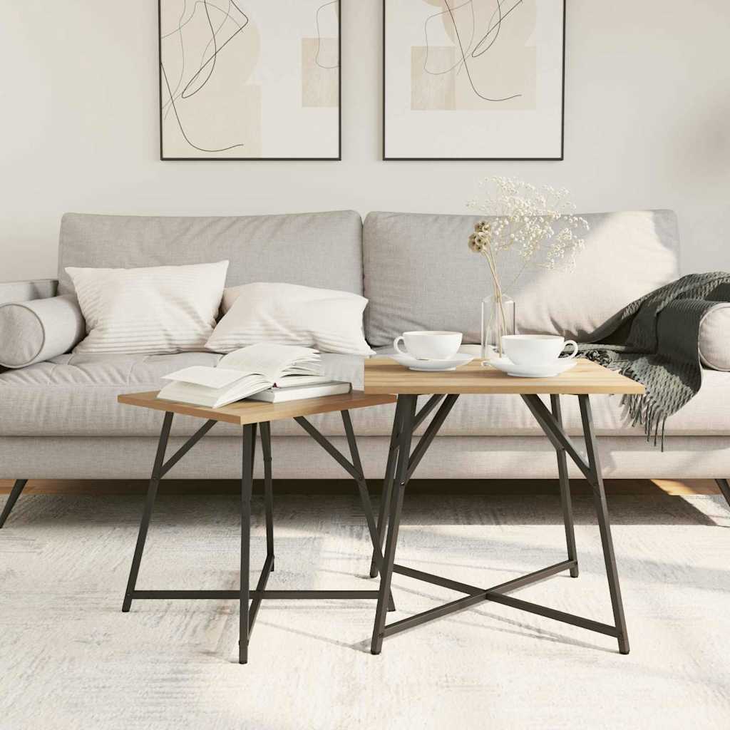 Set tavolini 2 pcs Rovere Artigianale e Nero