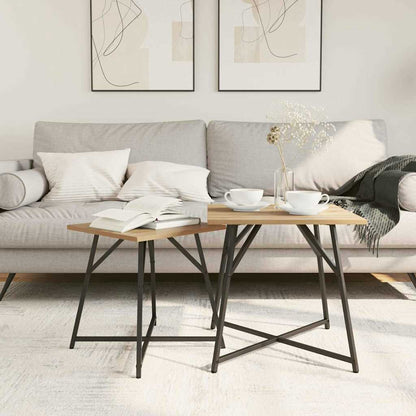 Set tavolini 2 pcs Rovere Artigianale e Nero