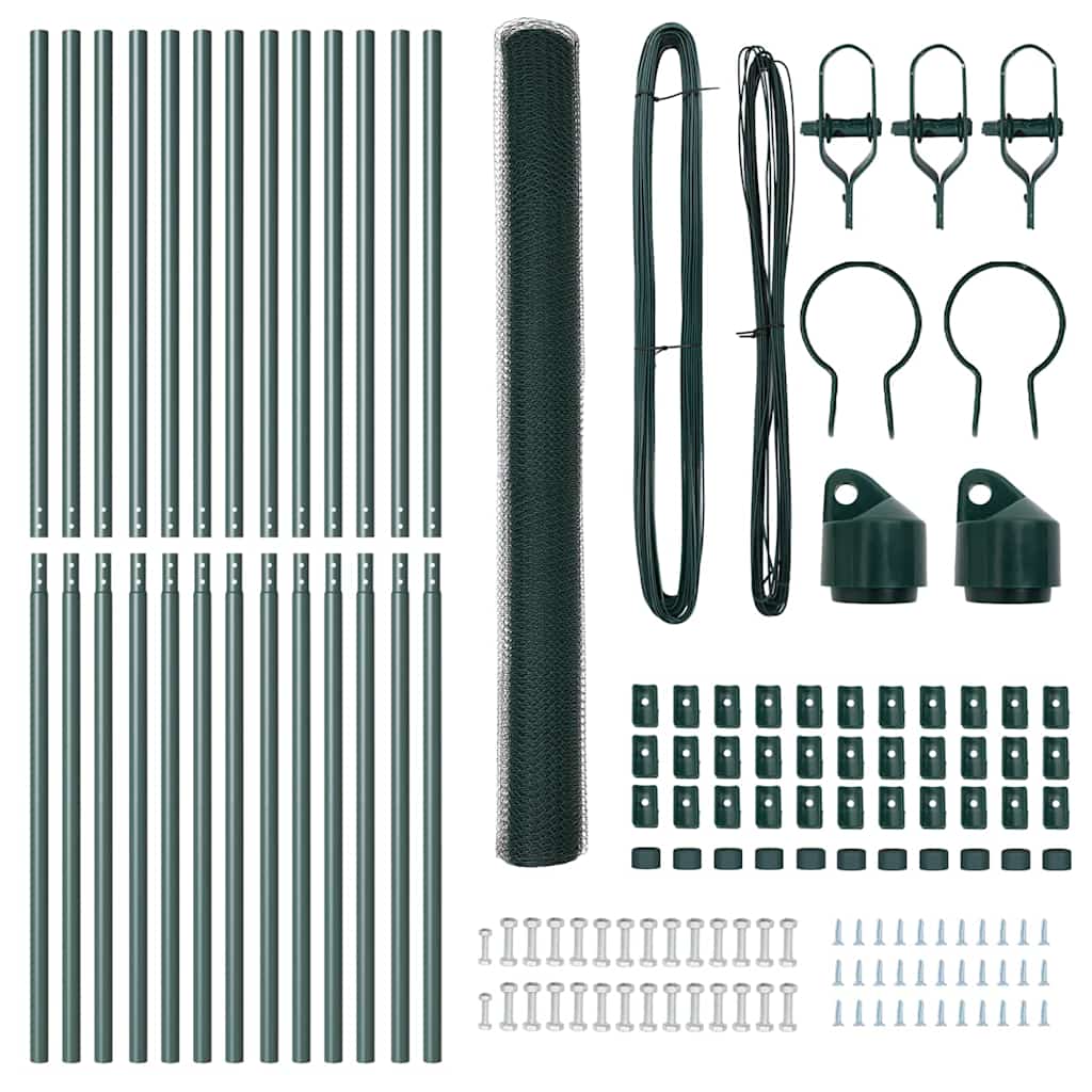 Palo della recinzione Verde 25 x 1,5 m (rete da 13 mm) Acciaio