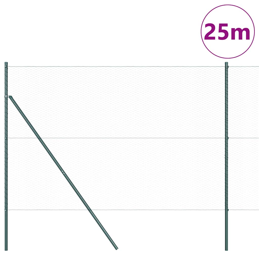 Palo della recinzione Verde 25 x 1,5 m (rete da 25 mm) Acciaio | homemem39