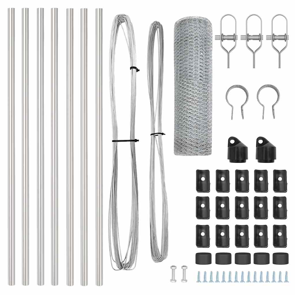 Palo della recinzione Argento 10 x 0,5 m (rete da 13 mm)