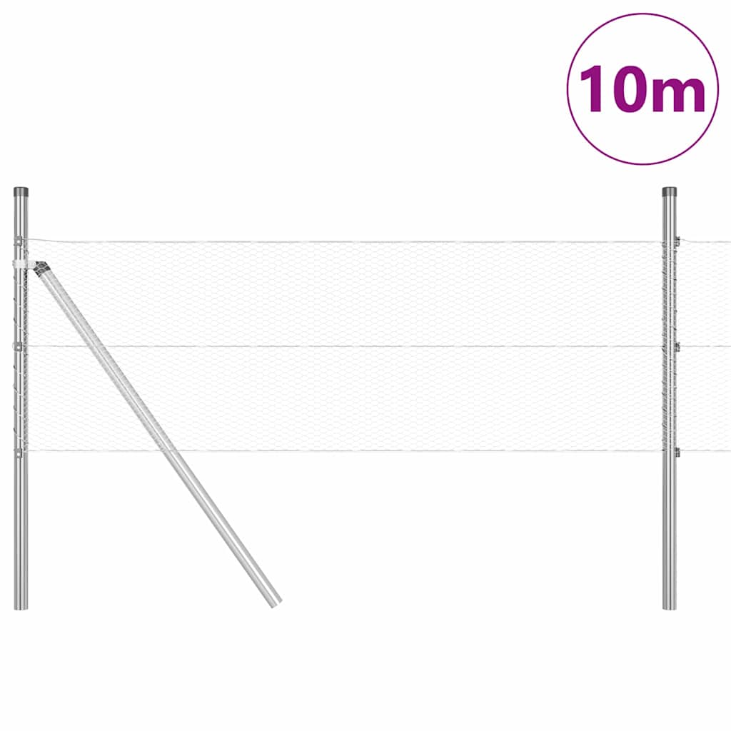 Palo della recinzione Argento 10 x 0,5 m (rete da 13 mm)