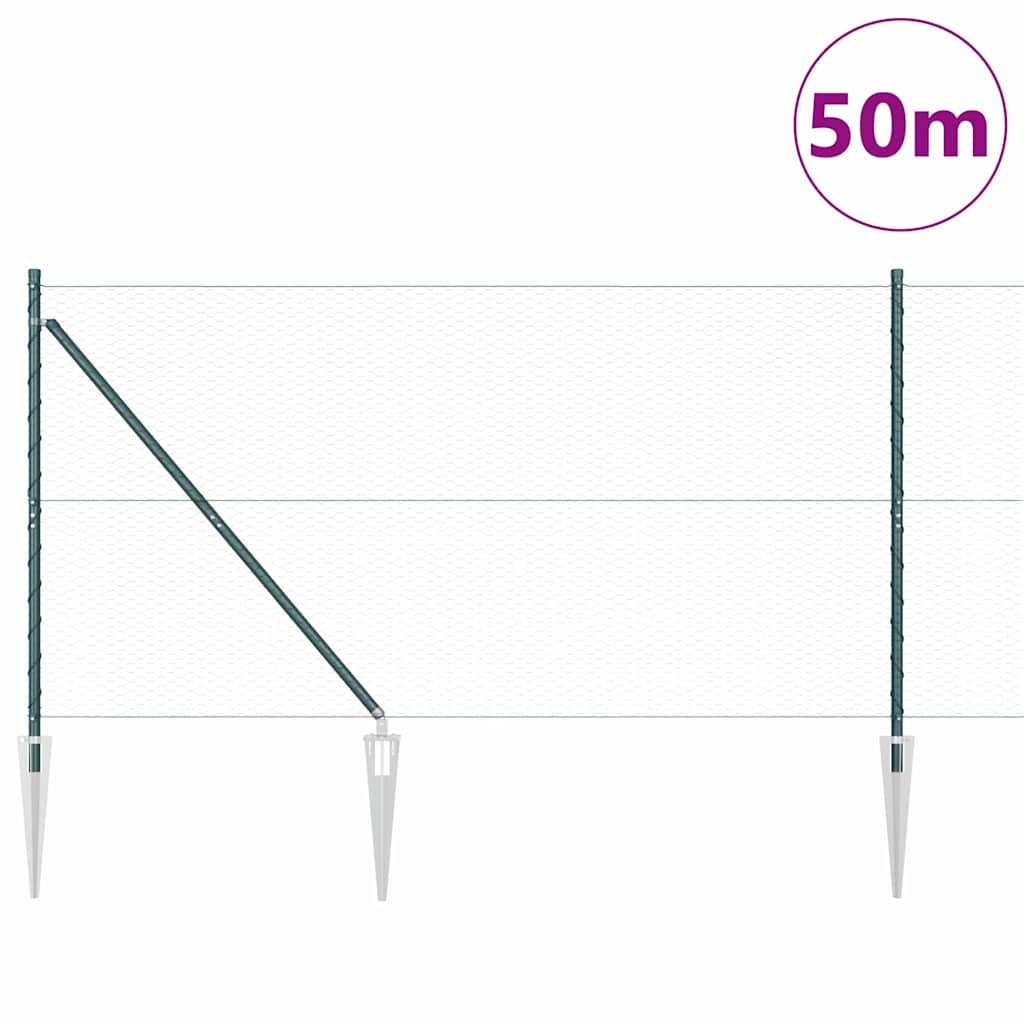 Recinzione esagonale da esterno con palo 50 x 1,4 m Verde Rete