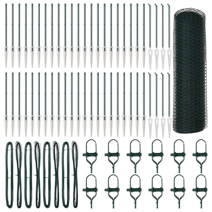 Recinzione con pali. Verde 0.4 x 100 m Acciaio rivestito in PVC