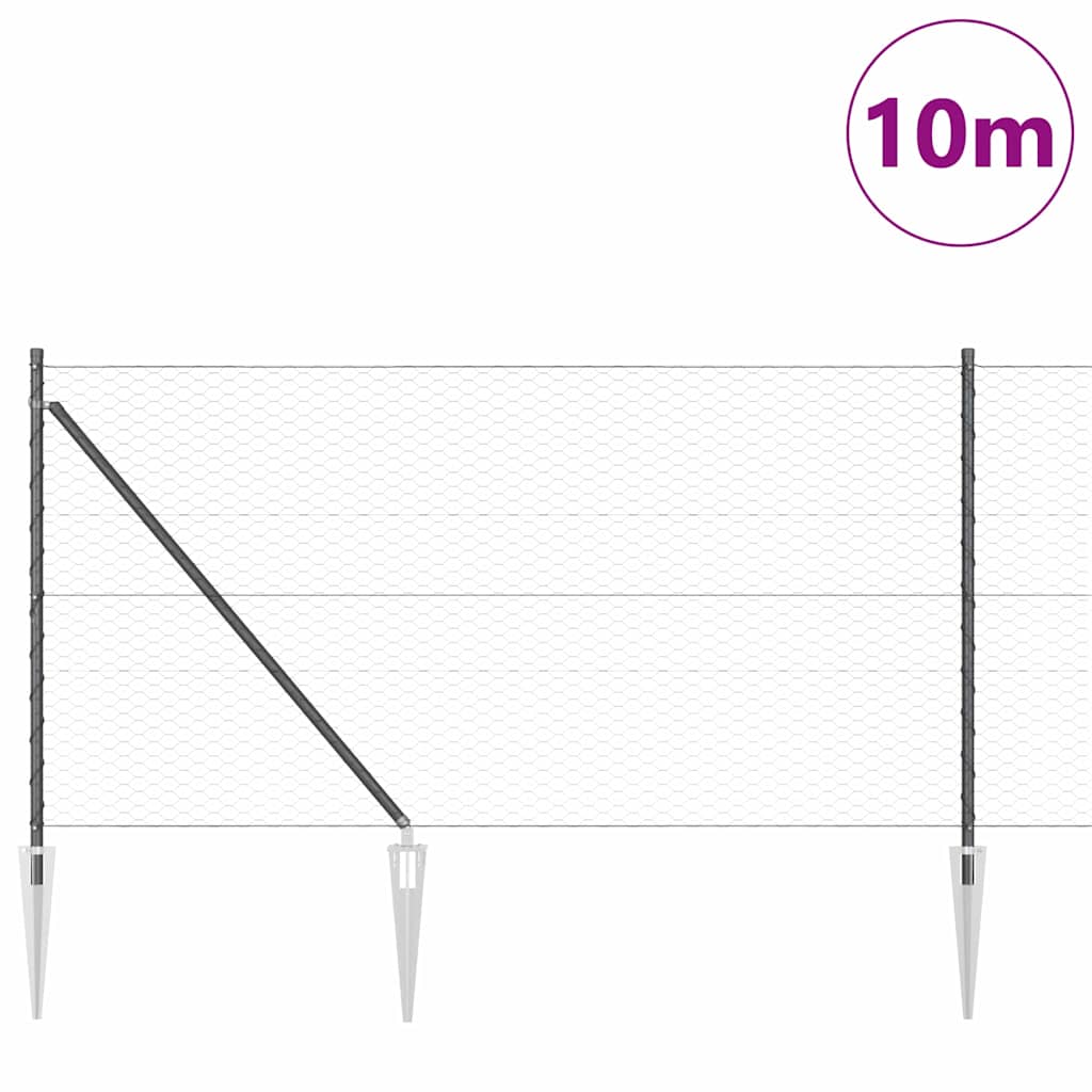 Recinzione in rete saldata con punte 10 x 1 m (L x H)