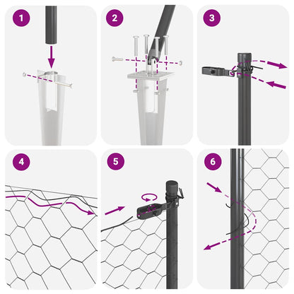 Palo della recinzione Grigio 25 x 0,8 m (maglia da 36 mm)