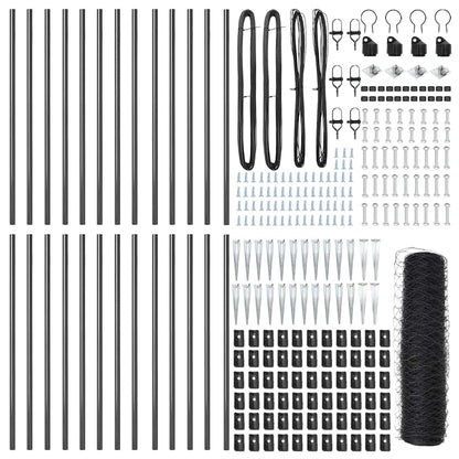 Recinzione con pali. Grigio 0.6 x 50 m Acciaio rivestito in PVC