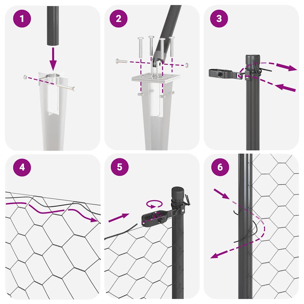 Palo della recinzione Grigio 100 x 0,4 m (maglia di 13 mm)