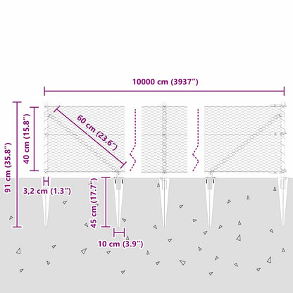 Palo della recinzione Grigio 100 x 0,4 m (rete da 25 mm)